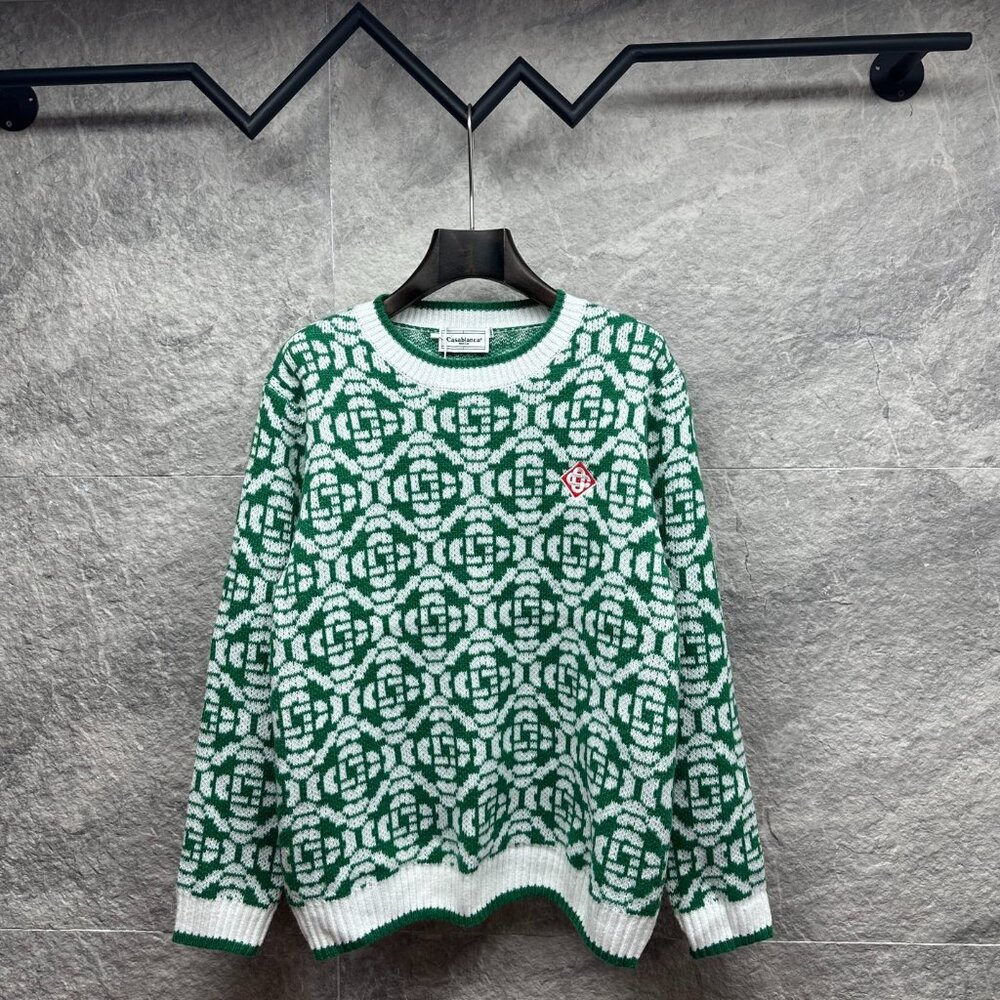 Casablanca Logo Jacquard Knit Merino Wool Sweater